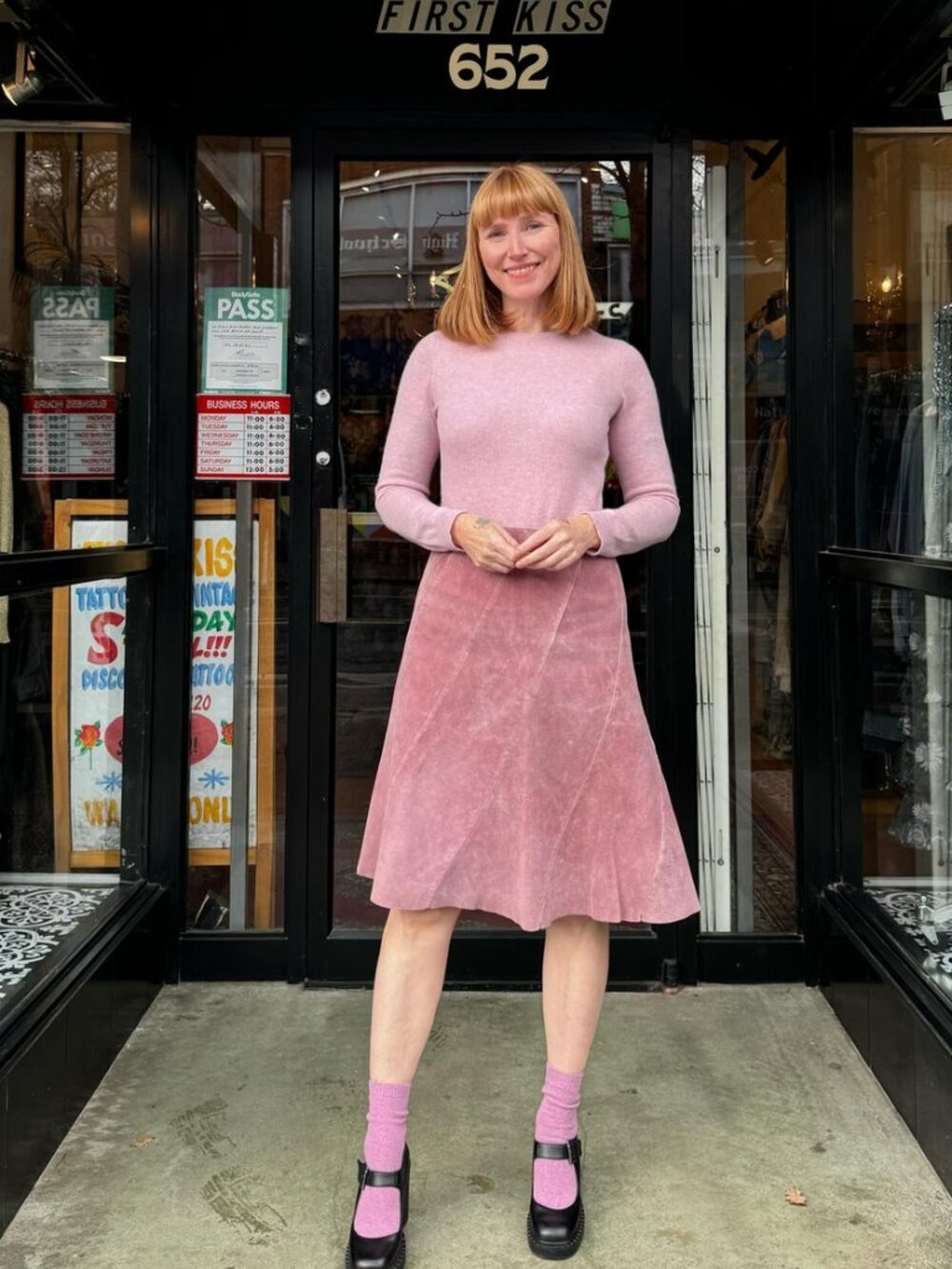 Suede Pink Mini Skirt by Danier
